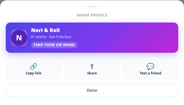 Sample WKND vendor sharing and profile details section